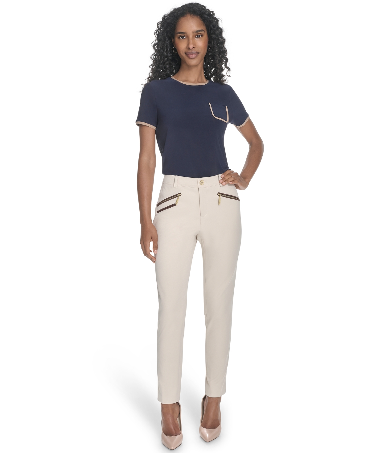 Tommy Hilfiger Women's Mid-rise Slim-fit Ankle Pants In Neutral