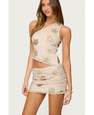 Women's Astrid Beaded Backless One Shoulder Top