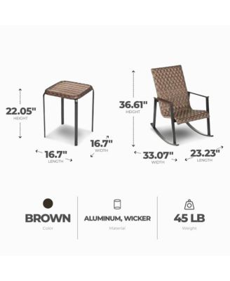 Bayside 3 Piece All Weather Woven Wicker Chat Set, Brown