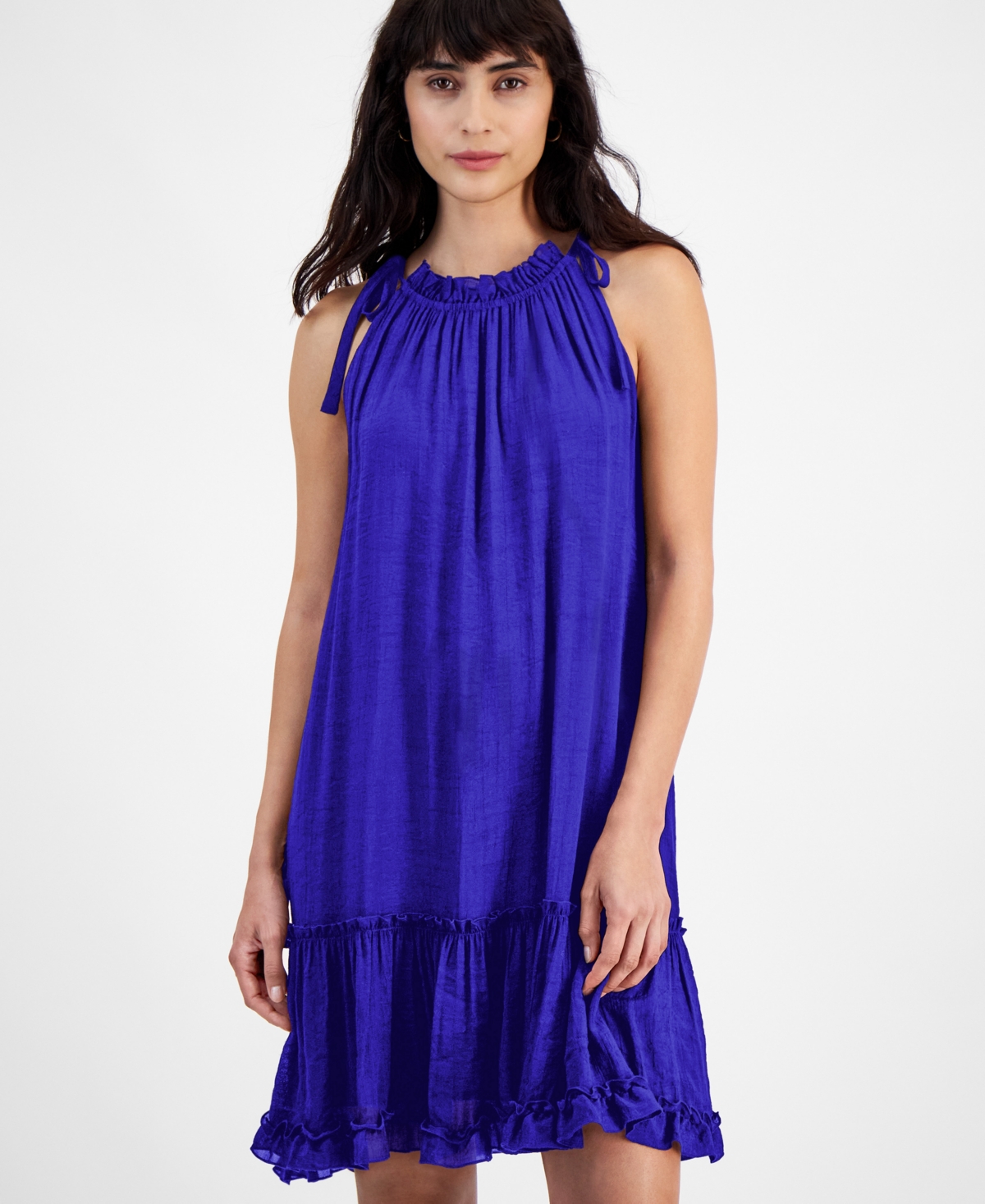 Robbie Bee Women's Ruffled A-line Dress In Blue