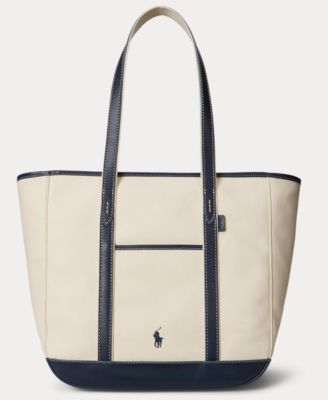 Polo Ralph Lauren - Women's Leather-Trim Canvas Medium Shopper Tote