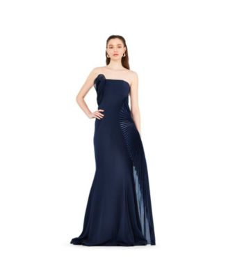 3D Pleated Drape Strapless Gown