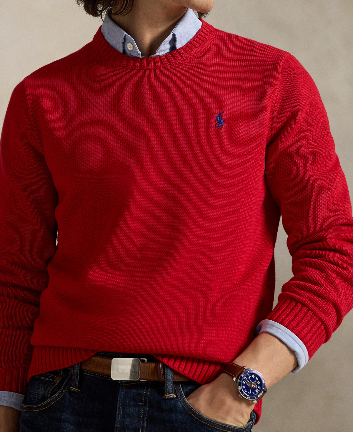 Polo Ralph Lauren Mens Crewneck Logo-embroidered Wool And Alpaca-blend Jumper Rl 2000 Red Xl In Red