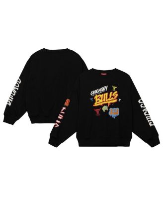 Mitchell & Ness - Women's Black Chicago Bulls Slap Sticker Lightweight Pullover Sweatshirt