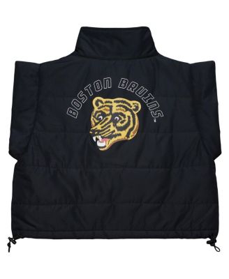 Women's&nbsp;Black Boston Bruins Cropped Full-Zip Puffer Vest