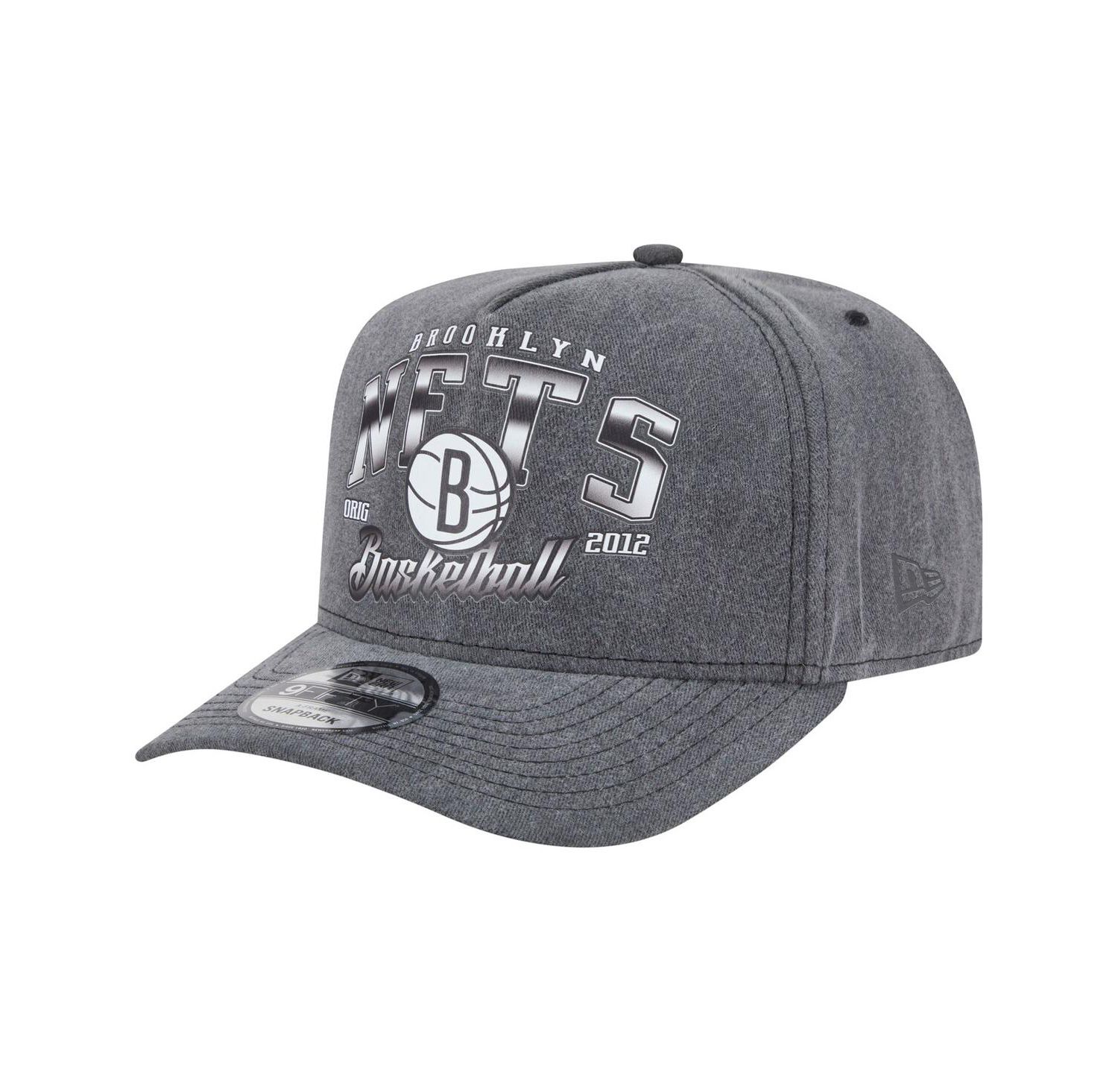 Men's Charcoal Brooklyn Nets Throwback Washed Pre-Curved 9FIFTY Snapback Hat