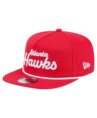 Men's Red Atlanta Hawks Team Text Golfer Snapback Hat