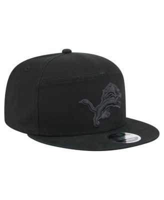 Men's Black Detroit Lions Adventure Canvas Split Panel 9FIFTY Snapback Hat