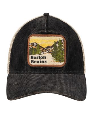 Men's Black/Cream Boston Bruins Vintage Landscape 9TWENTY A-Frame Adjustable Trucker Hat