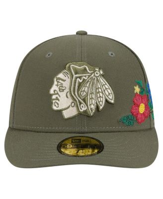 Men's Olive Chicago Blackhawks Tonal Florals 59FIFTY Fitted Hat