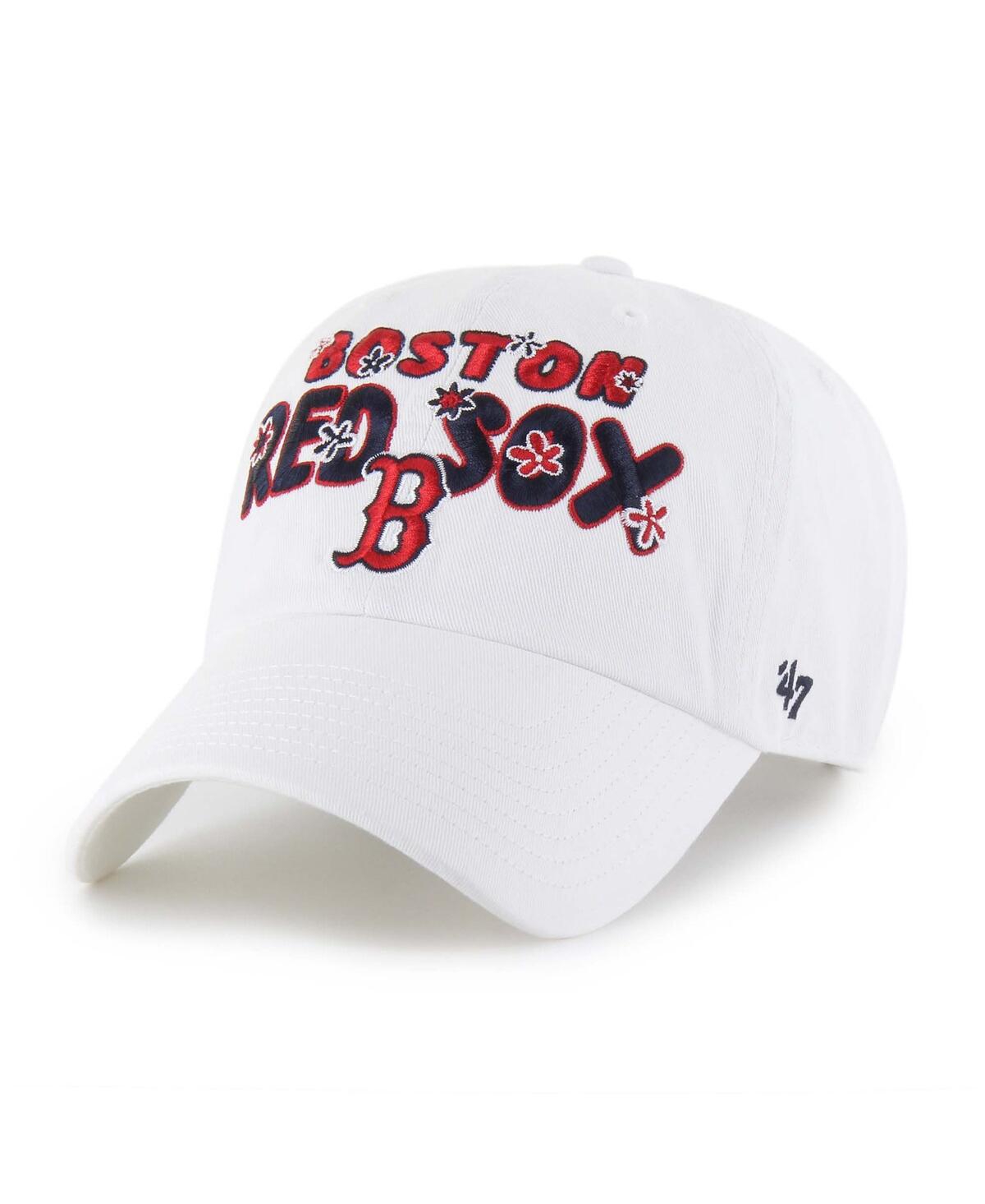 Women's White Boston Red Sox Flower Power Clean Up Adjustable Hat - White