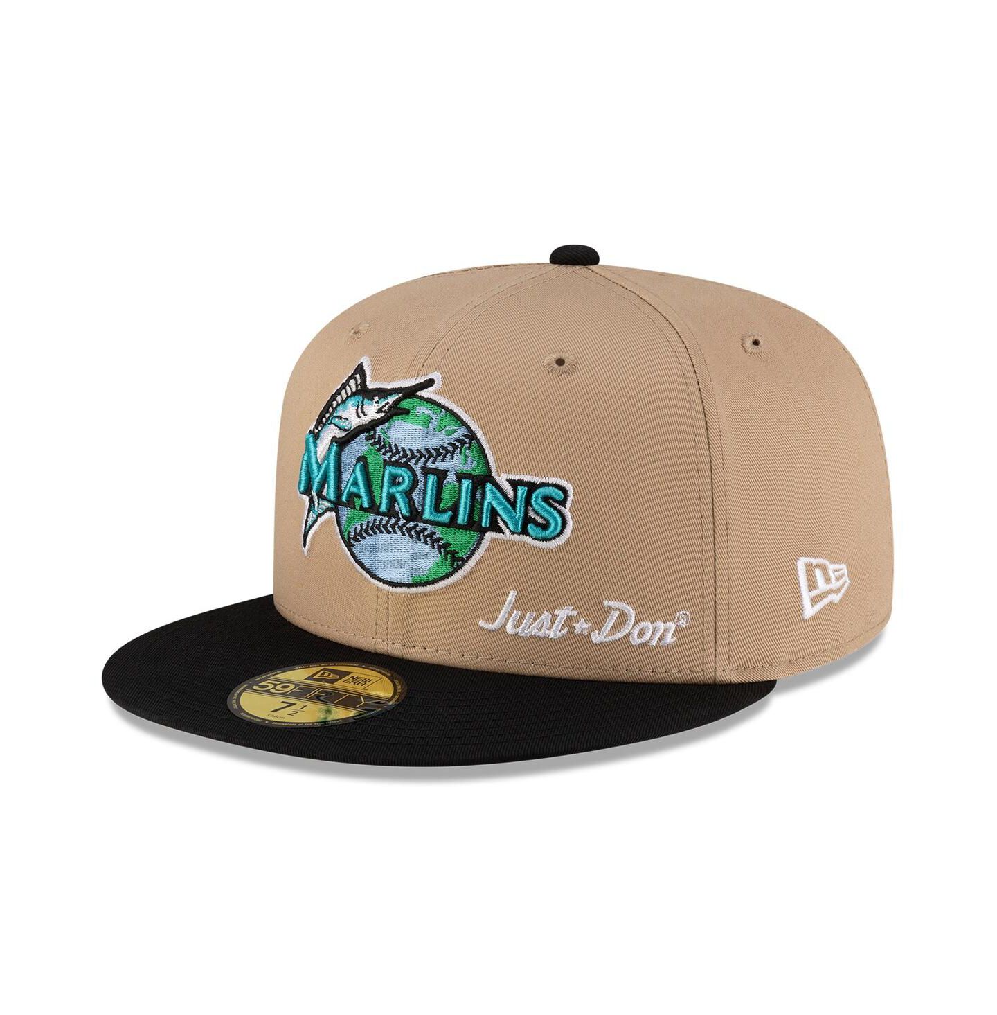 Мужская кепка New Era x Just Don Light Beige/Black Florida Marlins Just Don x Earth Day 59FIFTY Fitted Hat — фото 1