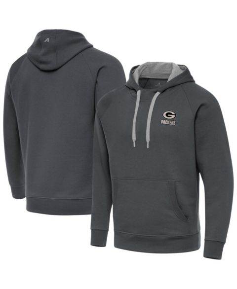Мужское худи Antigua Charcoal Green Bay Packers Brushed Carbon Victory Pullover