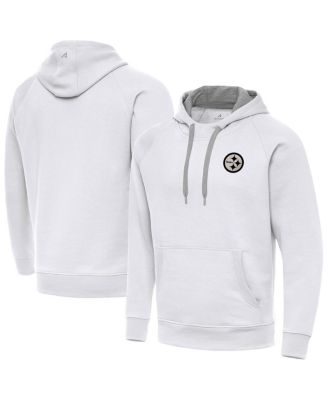 Antigua - Men's White Pittsburgh Steelers Brushed Carbon Victory Pullover Hoodie