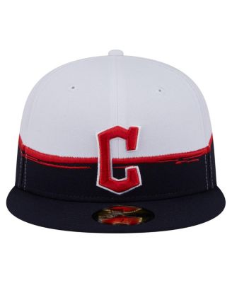 Men's Navy/White Cleveland Guardians Paint Stroke 59FIFTY&nbsp;Fitted Hat