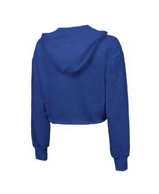 Women's Royal New York Knicks Tri-Blend Cropped Pullover Hoodie