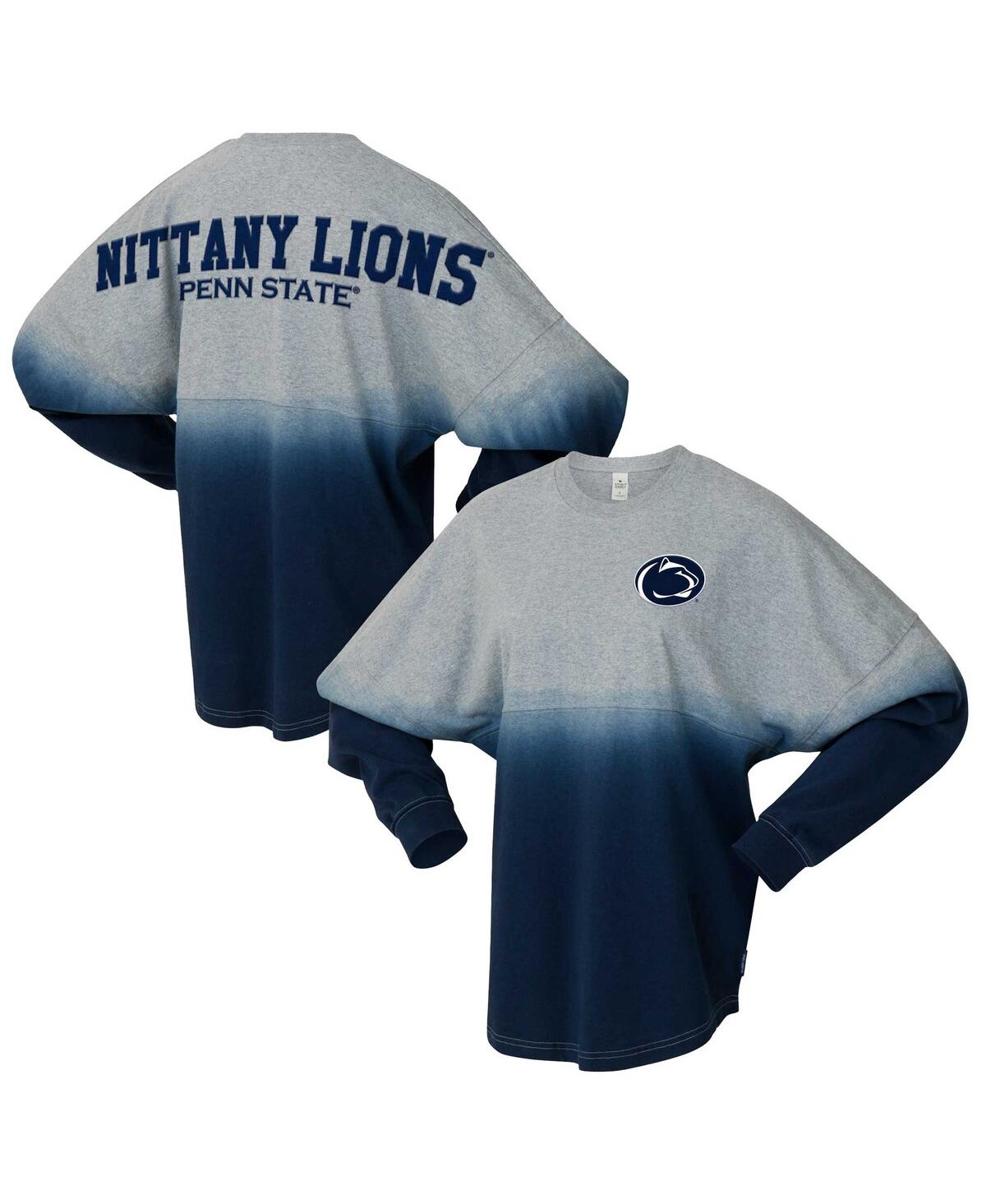Men's and Women's Navy/Gray Penn State Nittany Lions Ombre Long Sleeve T-Shirt - Navy, Gray