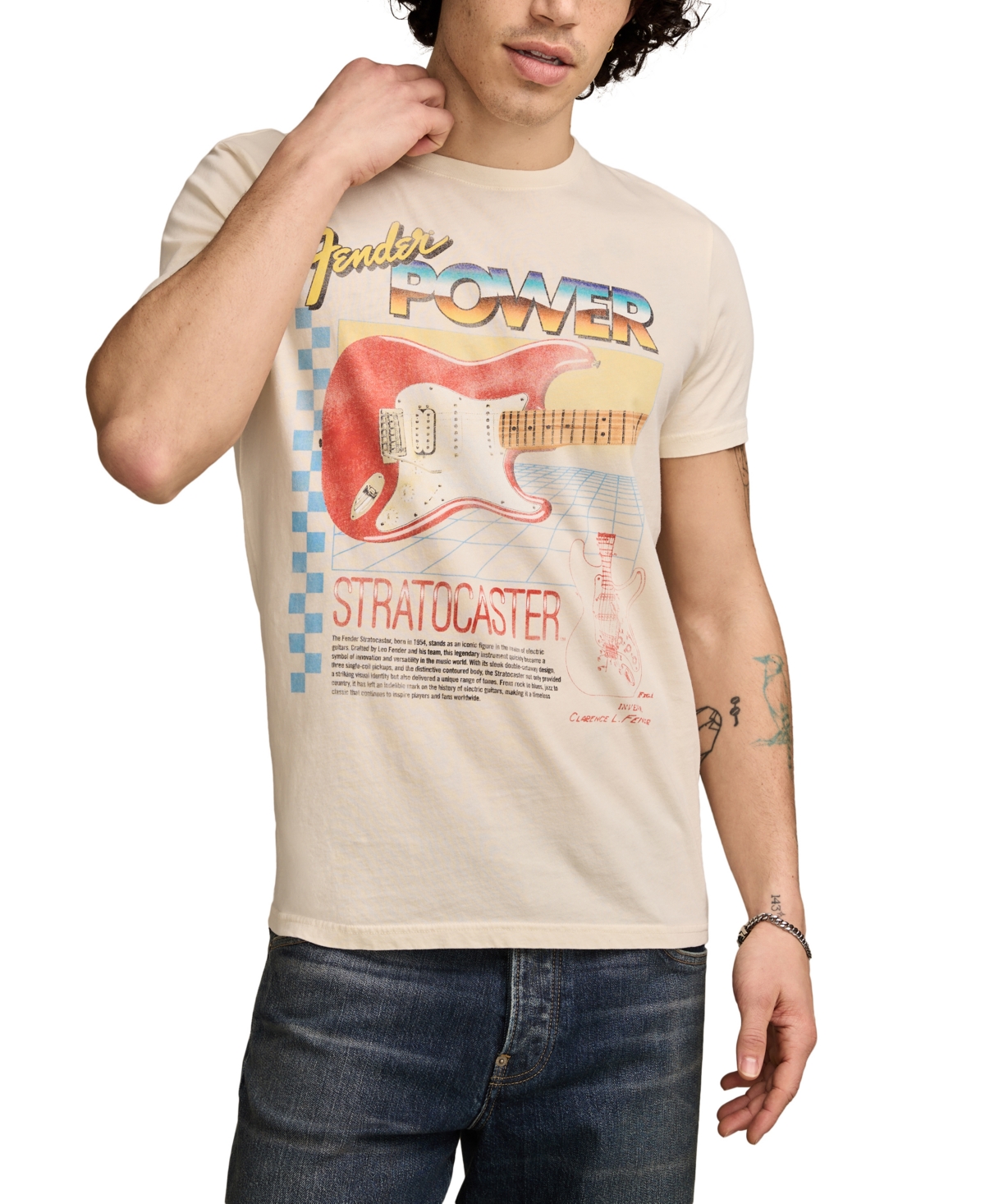 Men's Fender Strat Power Graphic T-Shirt - Light Gray