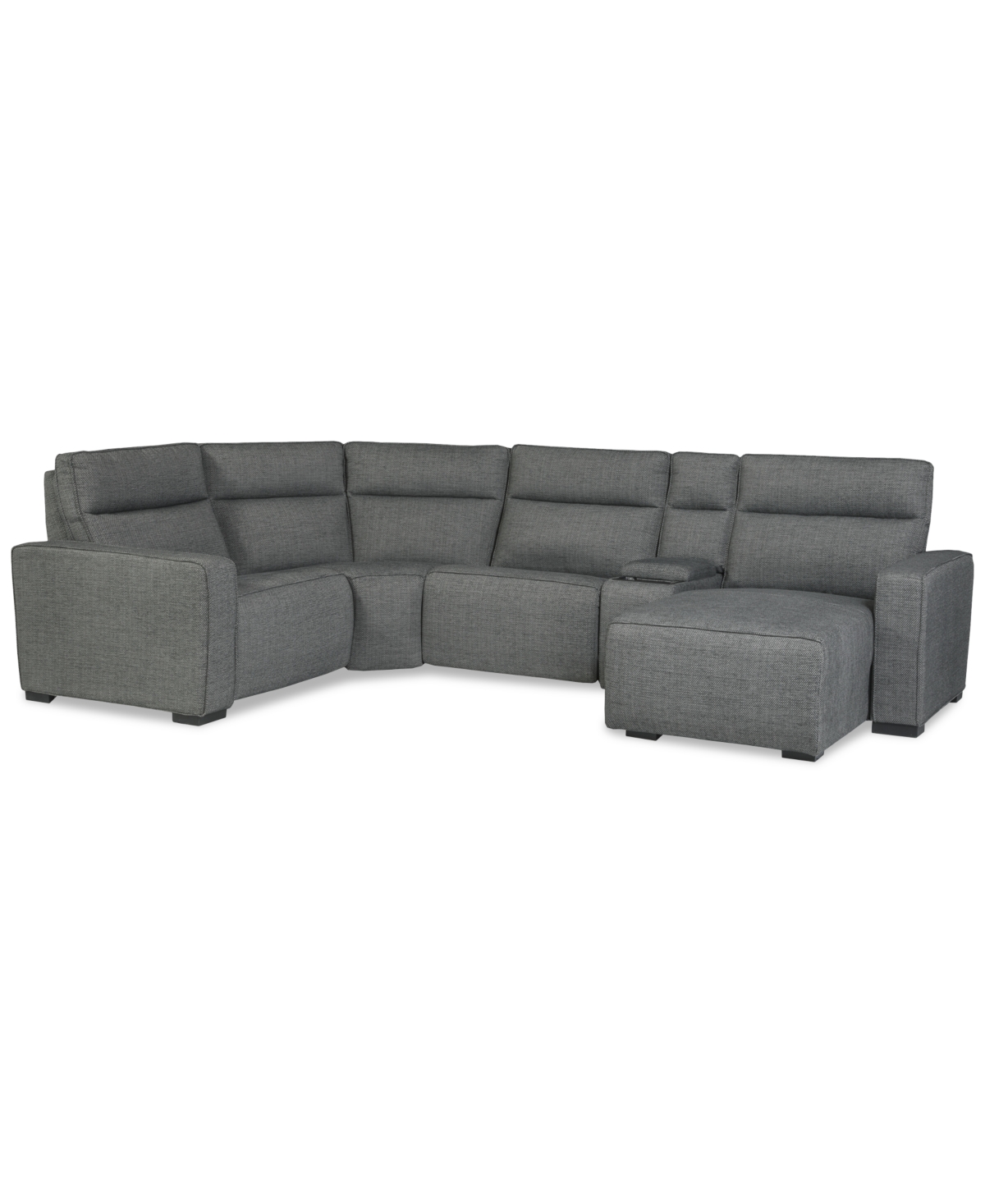 Macy's Miren 5-pc. Fabric Sectional With 2 Power Headrest Recliners With Console, Exclusively At  In Gray