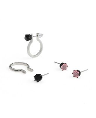 Faux Stone Punk Romance Stud Huggie Earring Set