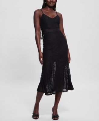 GUESS - Women's Sleeveless V-Neck Midi Dress