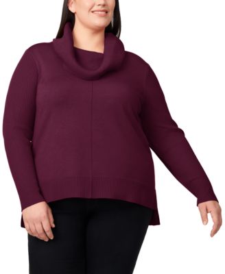 Melissa Paige - Plus Size Cowlneck High-Low Sweater