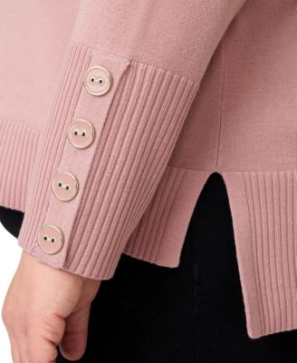 Plus Size Button-Cuff Boat-Beck Sweater
