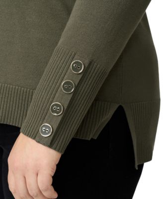 Plus Size Button-Cuff Boat-Beck Sweater