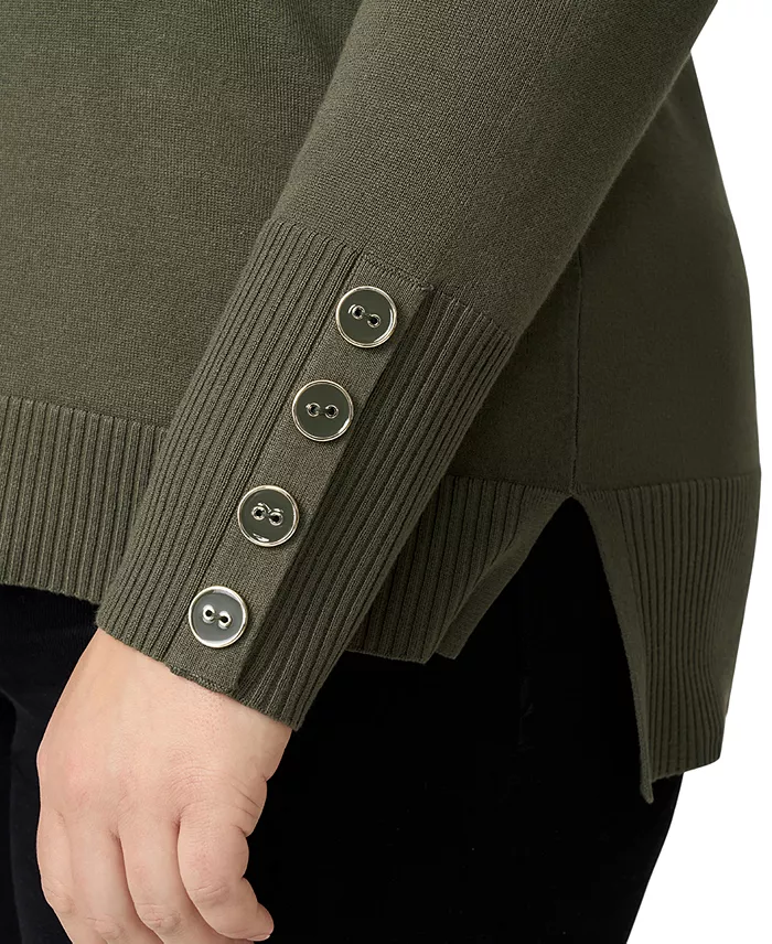 Plus Size Button-Cuff Boat-Beck Sweater - thumbnail 8