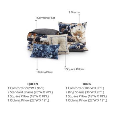 English Manor Bedding 100% Cotton Sateen 5 Piece Queen Size Reversible Comforter Set