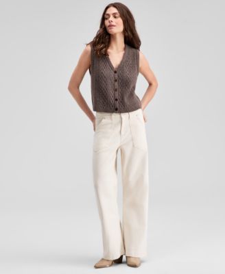 Women's Button-Front Cable-Knit Sweater Vest, Macy's Exclusive