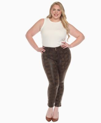 Plus Size Faux Suede Snake Print Pants