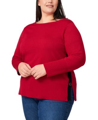 Plus Size Side-Button Tunic Sweater