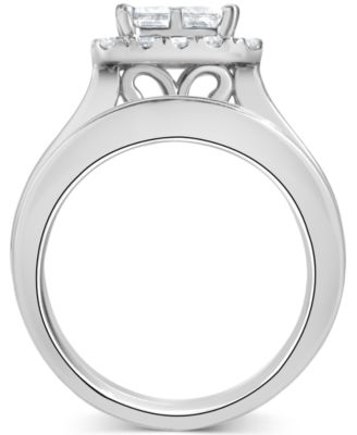Diamond Princess Quad Cluster Halo Bridal Set (2-1/4 ct. t.w.) in 14k White Gold