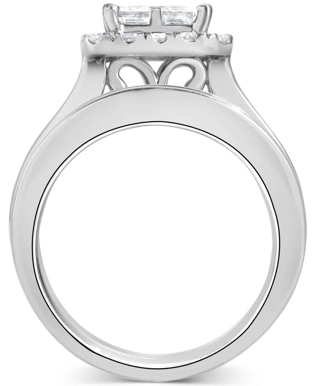 Macy's Diamond Princess Quad Cluster Halo Bridal Set (2-1/4 Ct. T.w.) In 14k White Gold In Gold