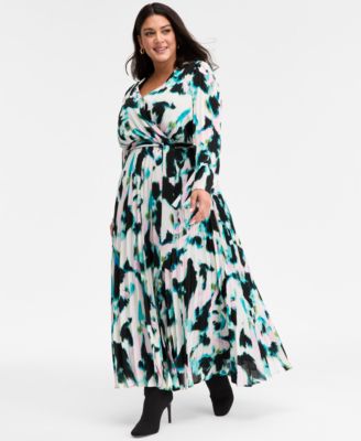 I.N.C. International Concepts - Plus Size Printed Pleated Maxi Dress, Macy's Exclusive