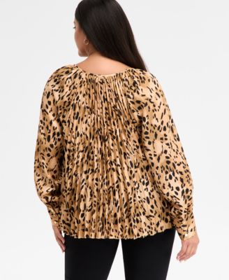 Plus Size Printed Pleated Blouse, Macy's Exclusive