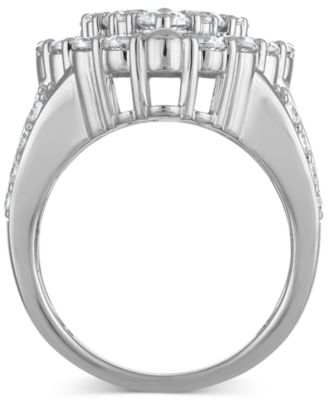 Diamond Halo Cluster Pear Ring (4 ct. t.w.) in 14k White Gold