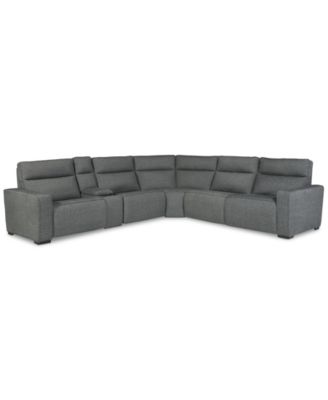 Miren 6-Pc. Fabric Sectional with 3 Power Headrest Recliners with Console, Exclusively at Macy's