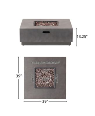 39 Inch Square Iron Propane Fire Pit with 50000 BTU Burner