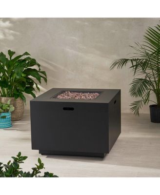 Outdoor Patio Propane Fire Pit 24'' H x 33'' W Square Iron Gas-burning Fire Pit - 50,000 BTU, Tank in side, Dark Grey