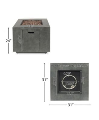 33 Inch Square Iron Propane Fire Pit with 50000 BTU and Hidden Tank