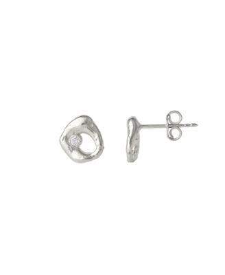 Spero London Dripping Molten Natural Textured Sterling Silver Authentic Earrings - Silver 63$