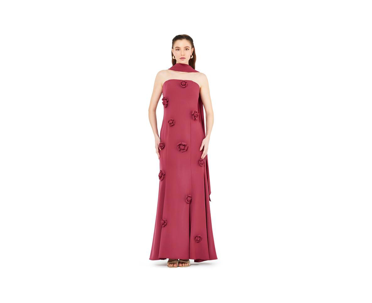Floral Applique Strapless Mermaid Gown