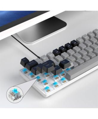 Portable 60% Mechanical Gaming Keyboard,Backlit Compact 68 Keys Mini Wired Office Keyboard with Blue Switch - Grey/Black