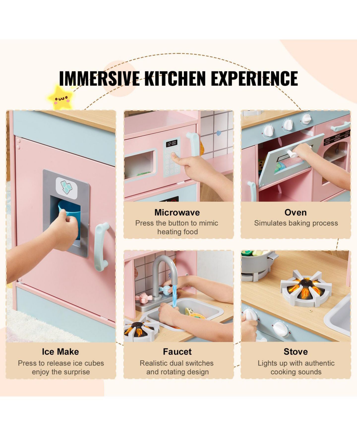Детский игровой набор Slickblue Kids Kitchen Pretend Cooking 24-Piece Playset, от 3 лет, цвет: Розовый — фото 5