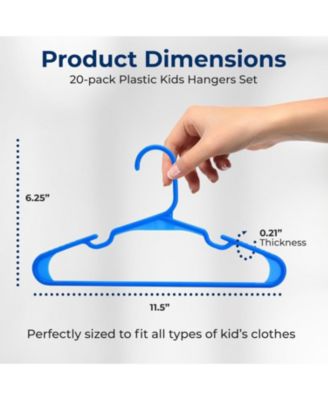 20 Pcs. Non-Slip Plastic Kids Hangers - Durable and Space-Saving Closet Organizers for Infants, Toddlers, and Kids' Clothing (Blue)