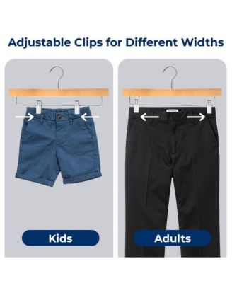 Premium Wooden Pants Hanger Set with 10 Heavy-Duty Hangers and Chrome 360&amp;#xB0; Swivel Hooks