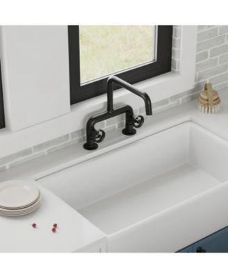 2-Handle 2 Holes Deck Mount Modern Kitchen Faucet With 360 ° Swivel Spout