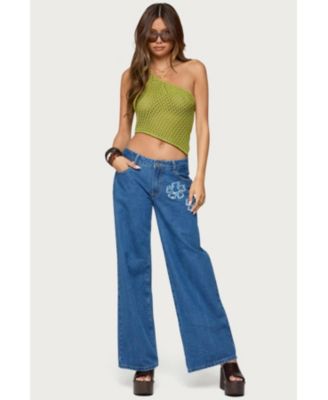 Women's Flower Patch Low Rise Jeans